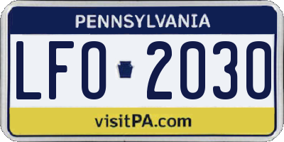 PA license plate LFO2030