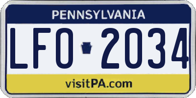 PA license plate LFO2034