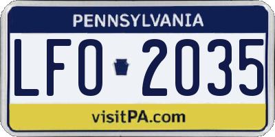 PA license plate LFO2035
