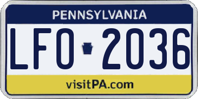 PA license plate LFO2036
