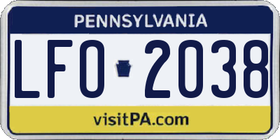 PA license plate LFO2038