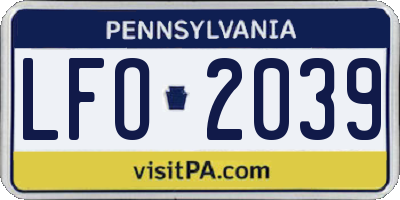 PA license plate LFO2039