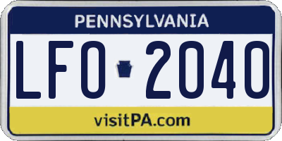 PA license plate LFO2040