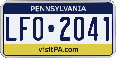 PA license plate LFO2041