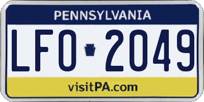 PA license plate LFO2049