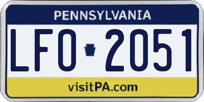 PA license plate LFO2051