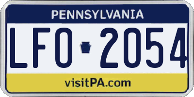 PA license plate LFO2054