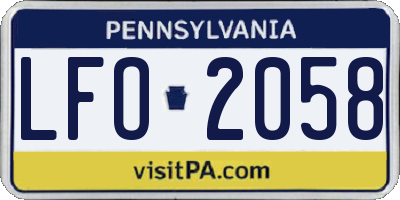 PA license plate LFO2058