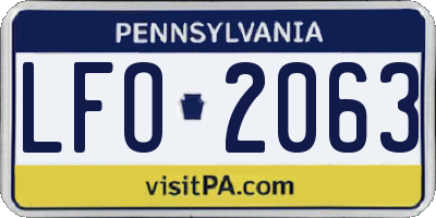 PA license plate LFO2063