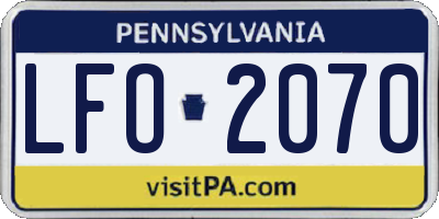 PA license plate LFO2070