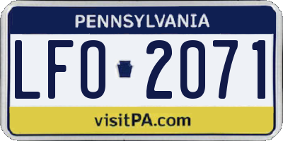 PA license plate LFO2071