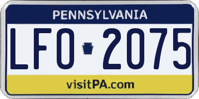 PA license plate LFO2075