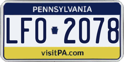 PA license plate LFO2078