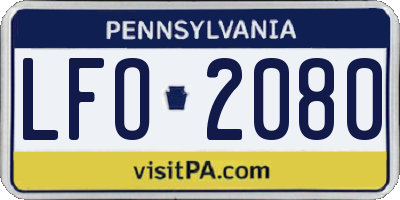 PA license plate LFO2080
