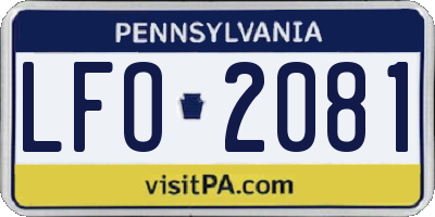 PA license plate LFO2081
