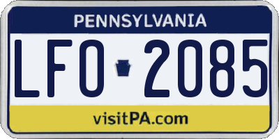 PA license plate LFO2085