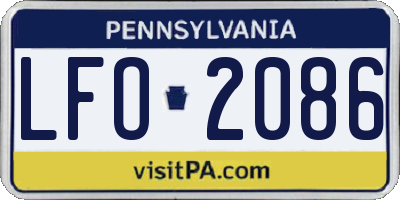 PA license plate LFO2086