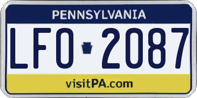 PA license plate LFO2087