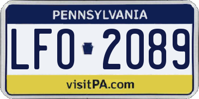 PA license plate LFO2089