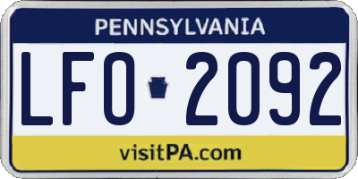 PA license plate LFO2092
