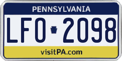 PA license plate LFO2098