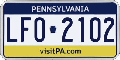PA license plate LFO2102
