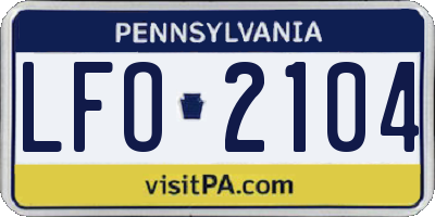 PA license plate LFO2104