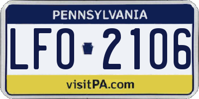 PA license plate LFO2106