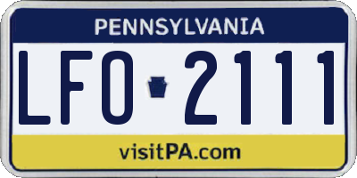 PA license plate LFO2111