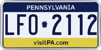 PA license plate LFO2112