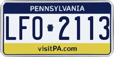 PA license plate LFO2113