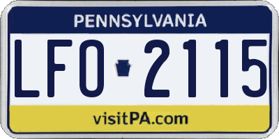 PA license plate LFO2115