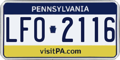 PA license plate LFO2116