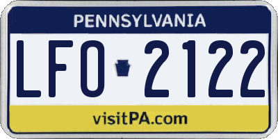 PA license plate LFO2122