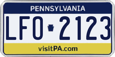 PA license plate LFO2123