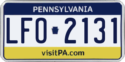 PA license plate LFO2131
