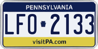 PA license plate LFO2133