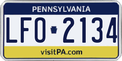 PA license plate LFO2134