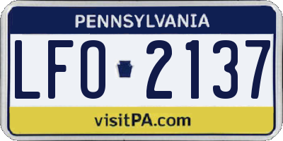 PA license plate LFO2137