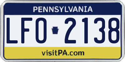 PA license plate LFO2138