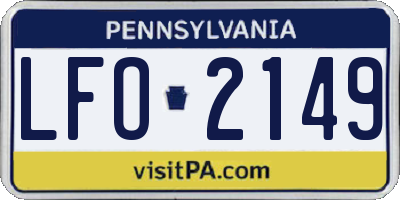 PA license plate LFO2149