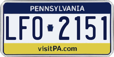 PA license plate LFO2151