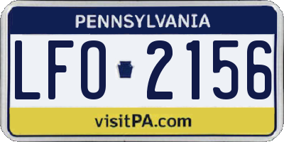 PA license plate LFO2156