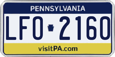 PA license plate LFO2160