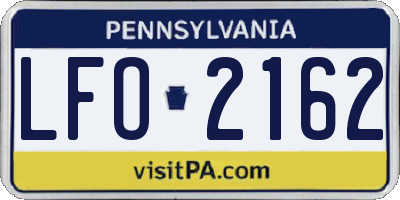 PA license plate LFO2162