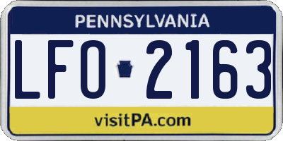 PA license plate LFO2163