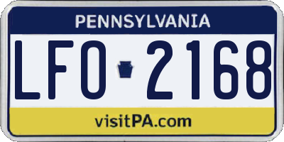 PA license plate LFO2168