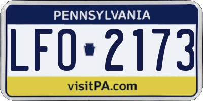 PA license plate LFO2173