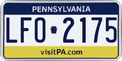 PA license plate LFO2175