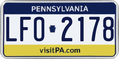 PA license plate LFO2178